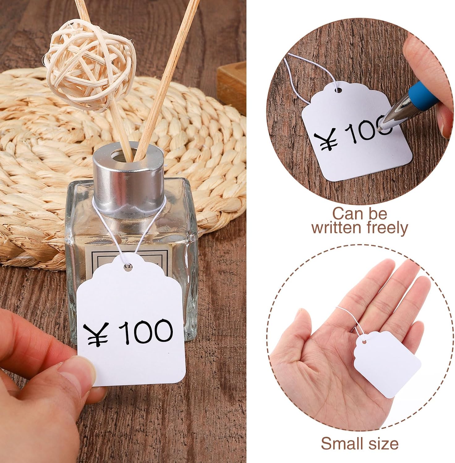 200 Pcs Price Tags with Elastic String 1.38×1.8 Inch White Gift Tags image 4