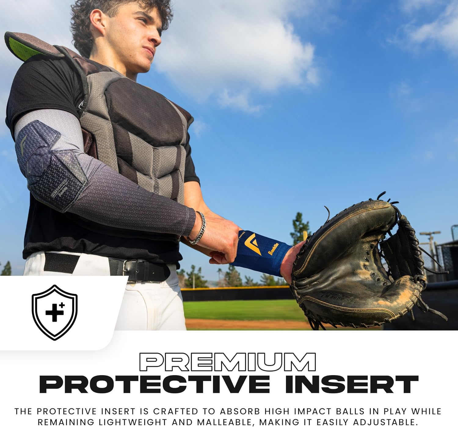 Franklin Sports Baseball Softball Protective Wrist Guard - Adult PRT Series Wrist Shield for Fielding - Protective Gear Equipment - Right Left Arm