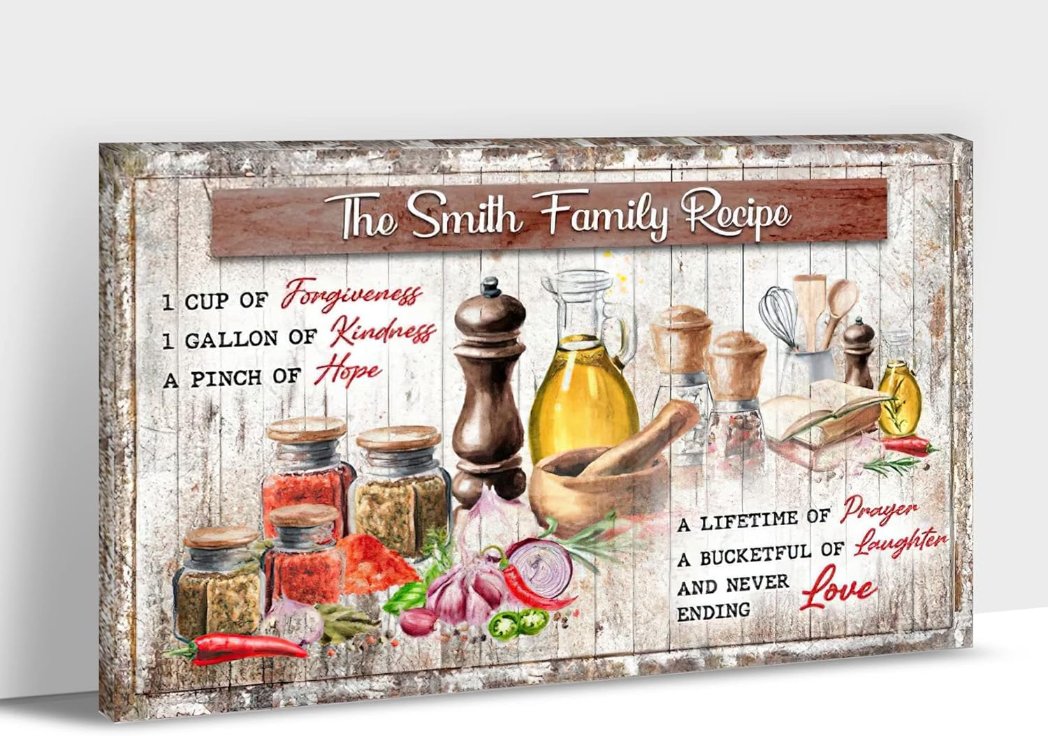 Rustic Kitchen Wall Art Farmhouse Canvas Art Spices