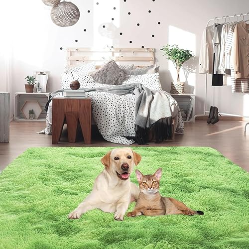 Miniatura 7 de YUFANUHO Alfombras de pasillo teñidas verdes de 2 x 6 pies para dormitorio, ultra suaves, antideslizantes, esponjosas, de 2 x 6 pies, color verde