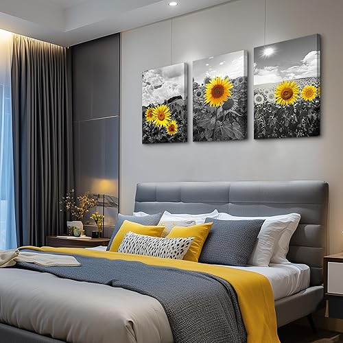 Miniatura 3 de Lienzo de gran tamaño para sala de estar, dormitorio, decoración de pared, decoración de pared de baño, cocina, decoración del hogar, girasol blanco