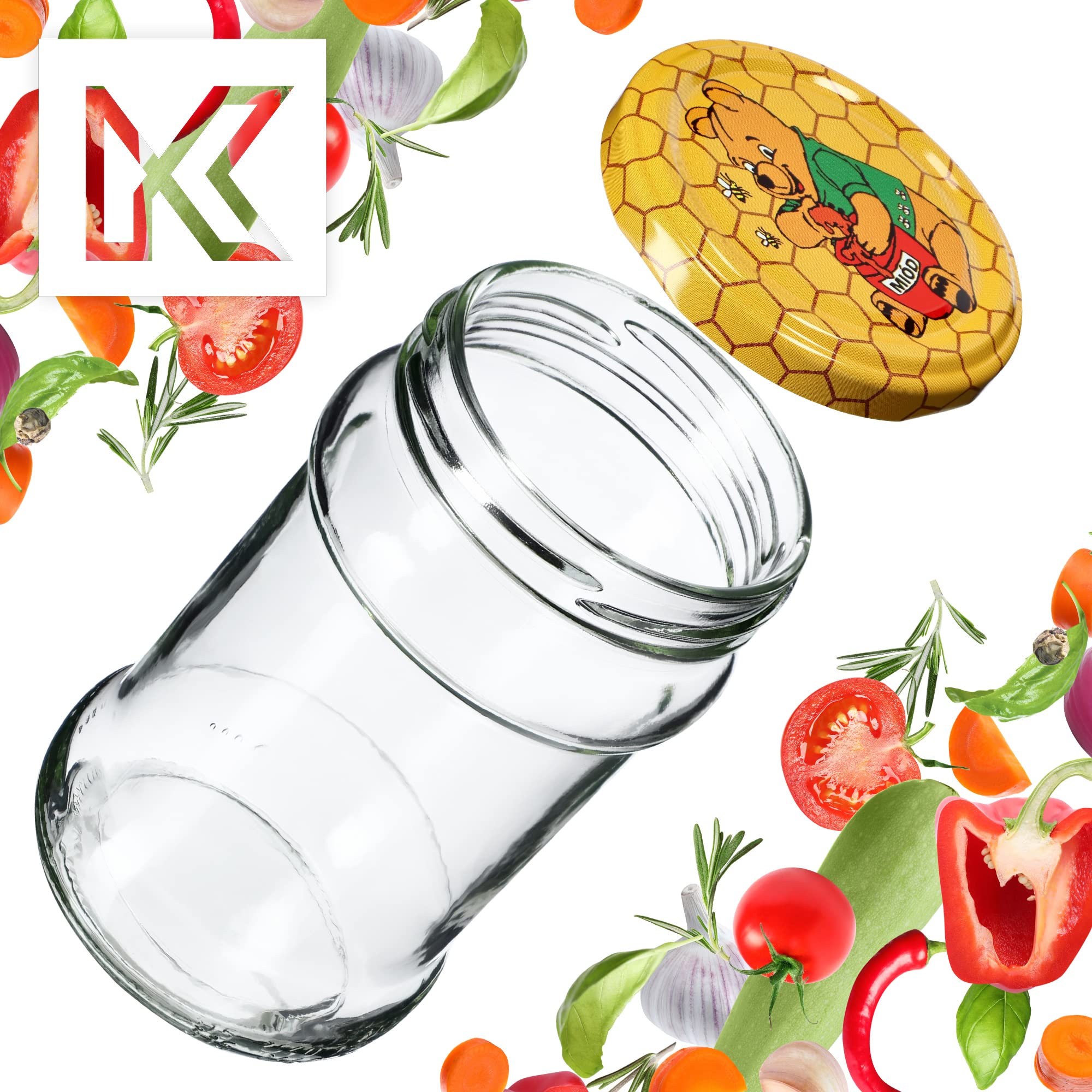 KADAX Tarros Pequeños De 250 Ml, Tarros De Mermelada Con Tapa, Herméticos Para Regalar, Minitarros Para Miel Y Especias (100 Unidades, Winnie The Pooh