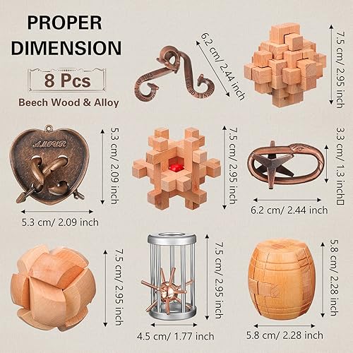 Miniatura 2 de 8 piezas de rompecabezas para el cerebro de madera rompecabezas de madera y metal rompecabezas de madera y metal juguetes educativos de coeficiente