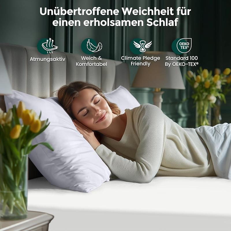 Utopia Bedding Gumis Lepedő, Mikroszálas, 180 x 200 cm, 30 cm Magas Matrachoz, Fehér, Puha Kefés Anyag, OEKO-TEX Minősítés
