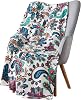 Serafina Home Throw Blanket: Velvelty Soft, Durable Fleece Accent for Bed or Couch Multicolored Boho, 50 x 70 inches