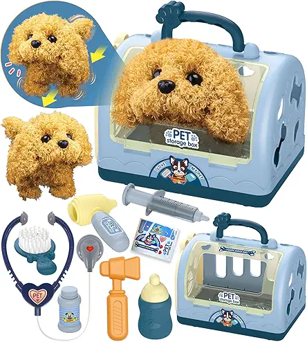 TEUVO Pet Care Playset Robot Dog Toys for...