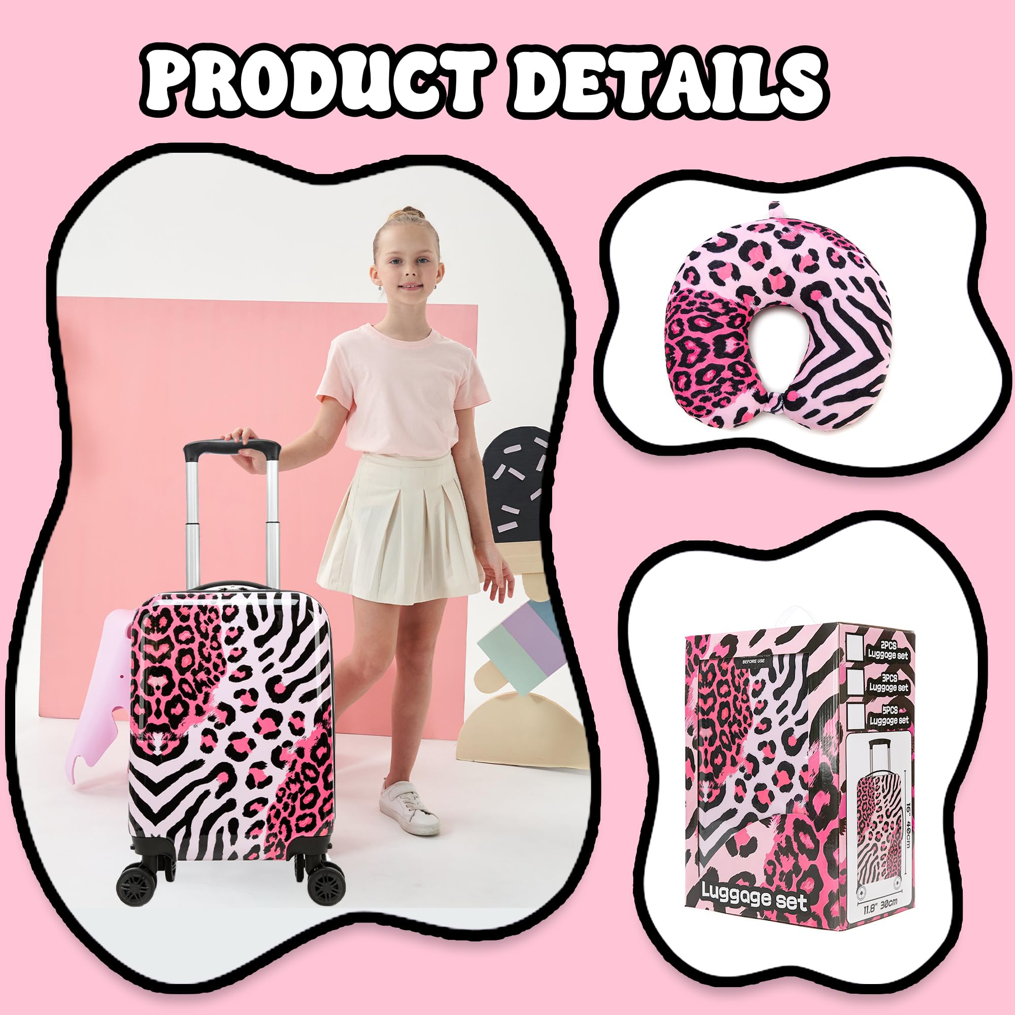 HTgroce Valigia per Bambina EasyJet Set 2 Pezzi Trolley Bagaglio a mano 4 Ruote