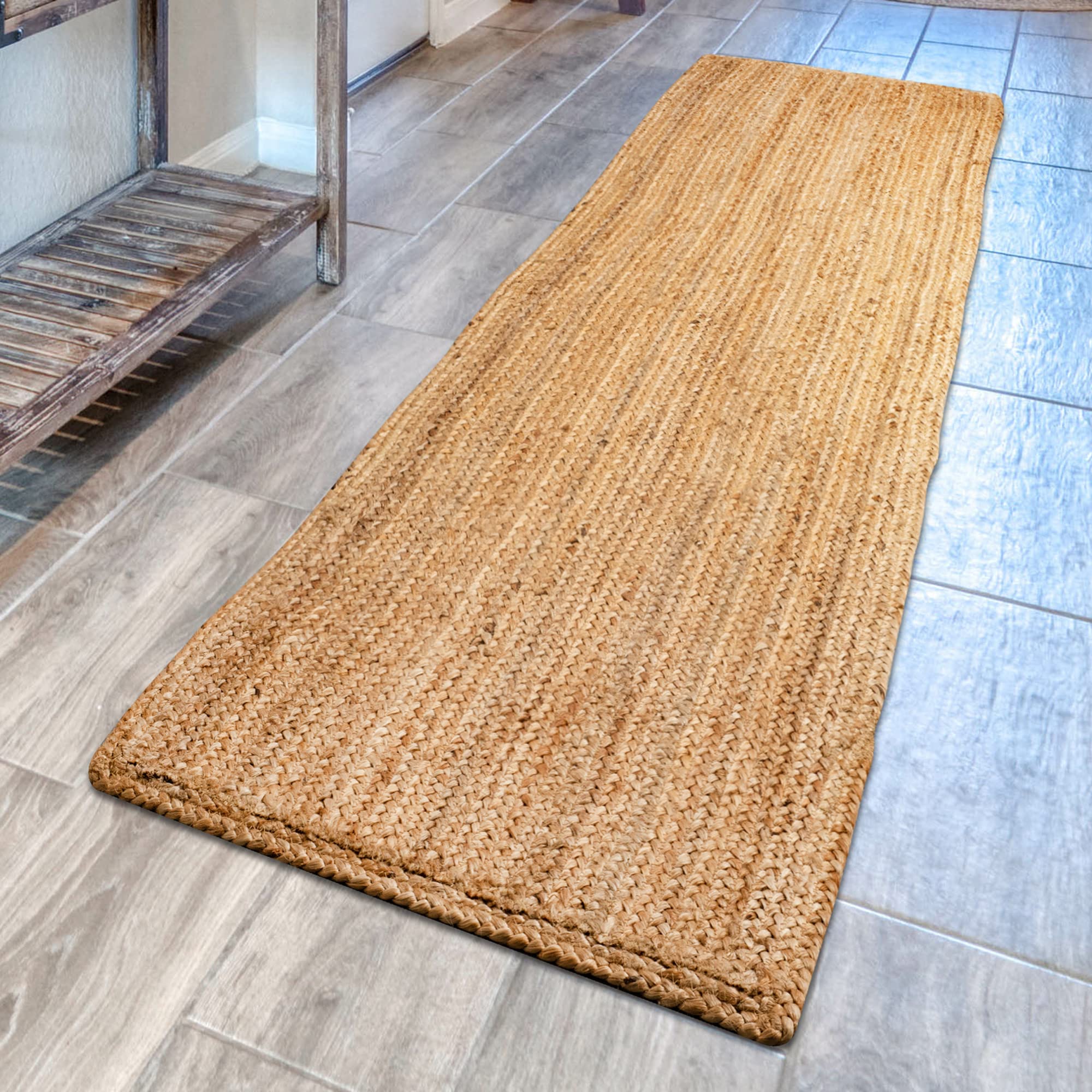 Signature Loom Handcrafted Farmhouse Accent Rug (2 ft x 8 ft) - Soft & Comfortable Jute Area Rug - Natural Rug to Bring a Sense of Peace & Relaxation - Perfect for Living Room