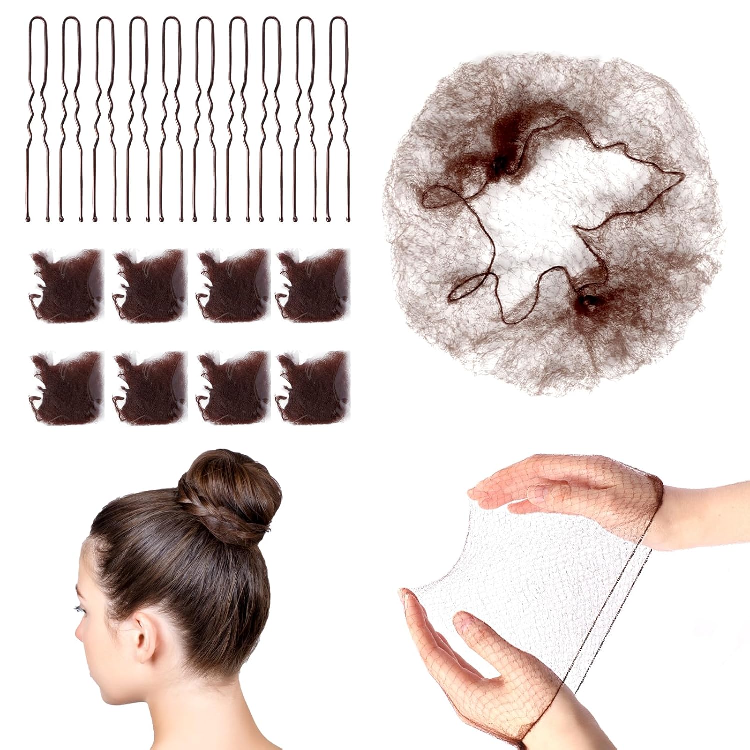 Bun Net for Brown Hair, Hair Nets for Buns Invisible