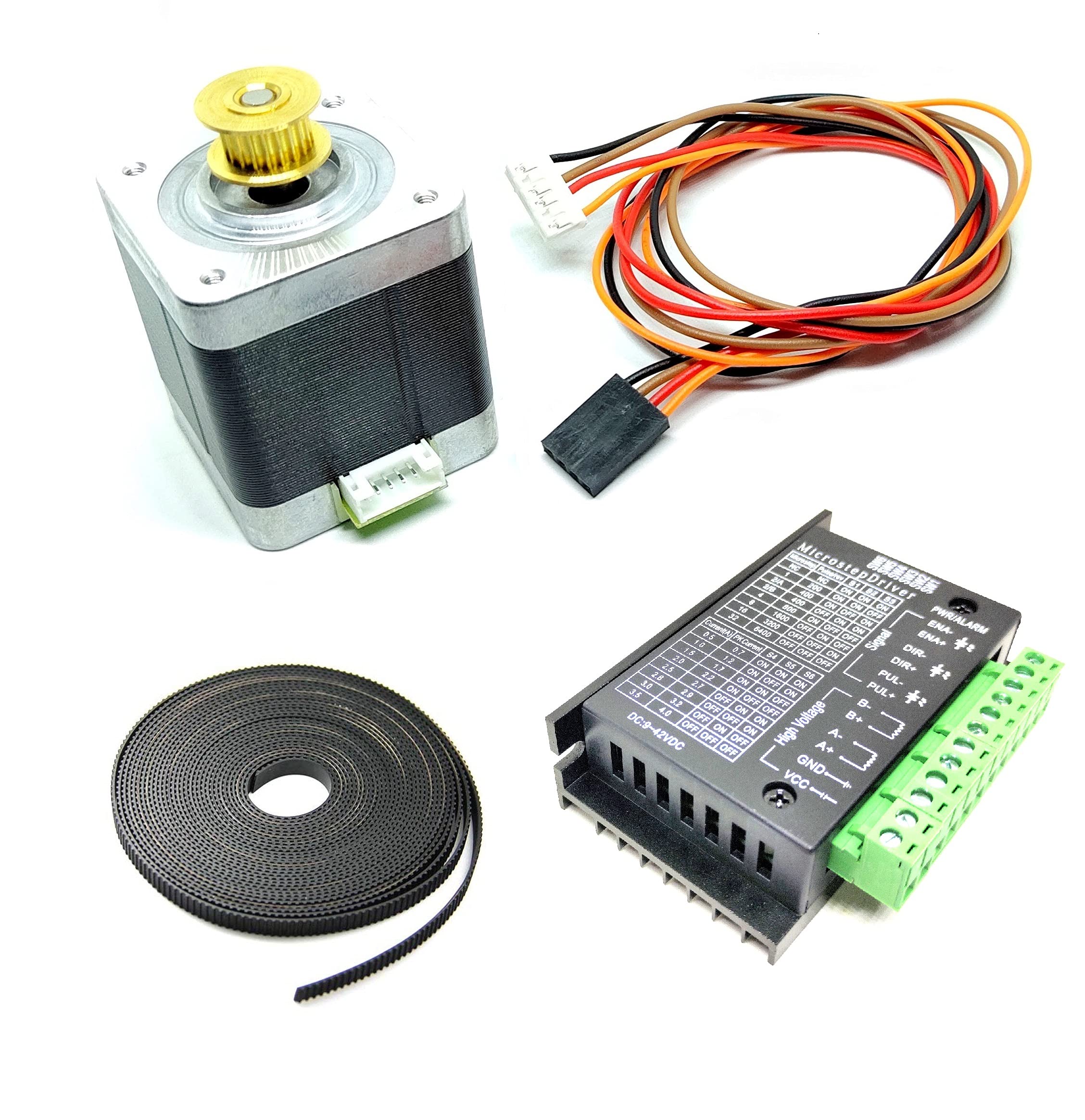 INVENTO 1Pcs Nema 17 5 Kg-cm Bipolar Stepper Motor with inbuilt 20 teeth GT2 Pulley + TB6600 Stepper Driver + 2mtr GT2 Belt-picture-35