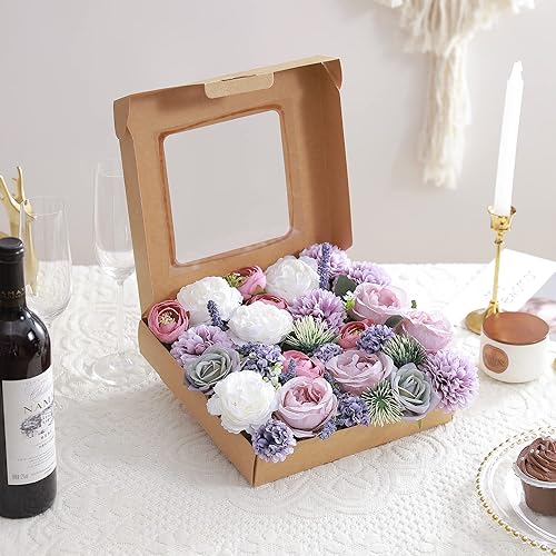 Miniatura 5 de Combo de flores artificiales, flores falsas para mesas de bricolaje, centros de mesa, baby shower, despedida de soltera, arreglos de ramo de boda,