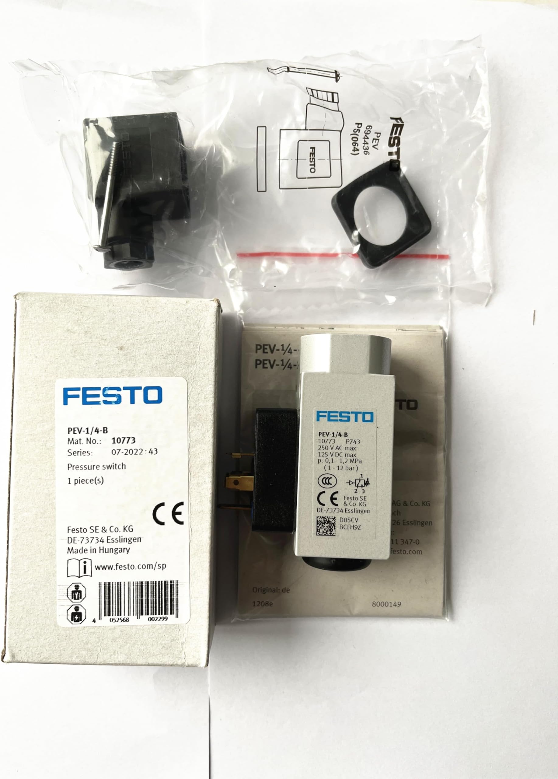 FESTO PEV-1/4-B 10773 Pressure Switch