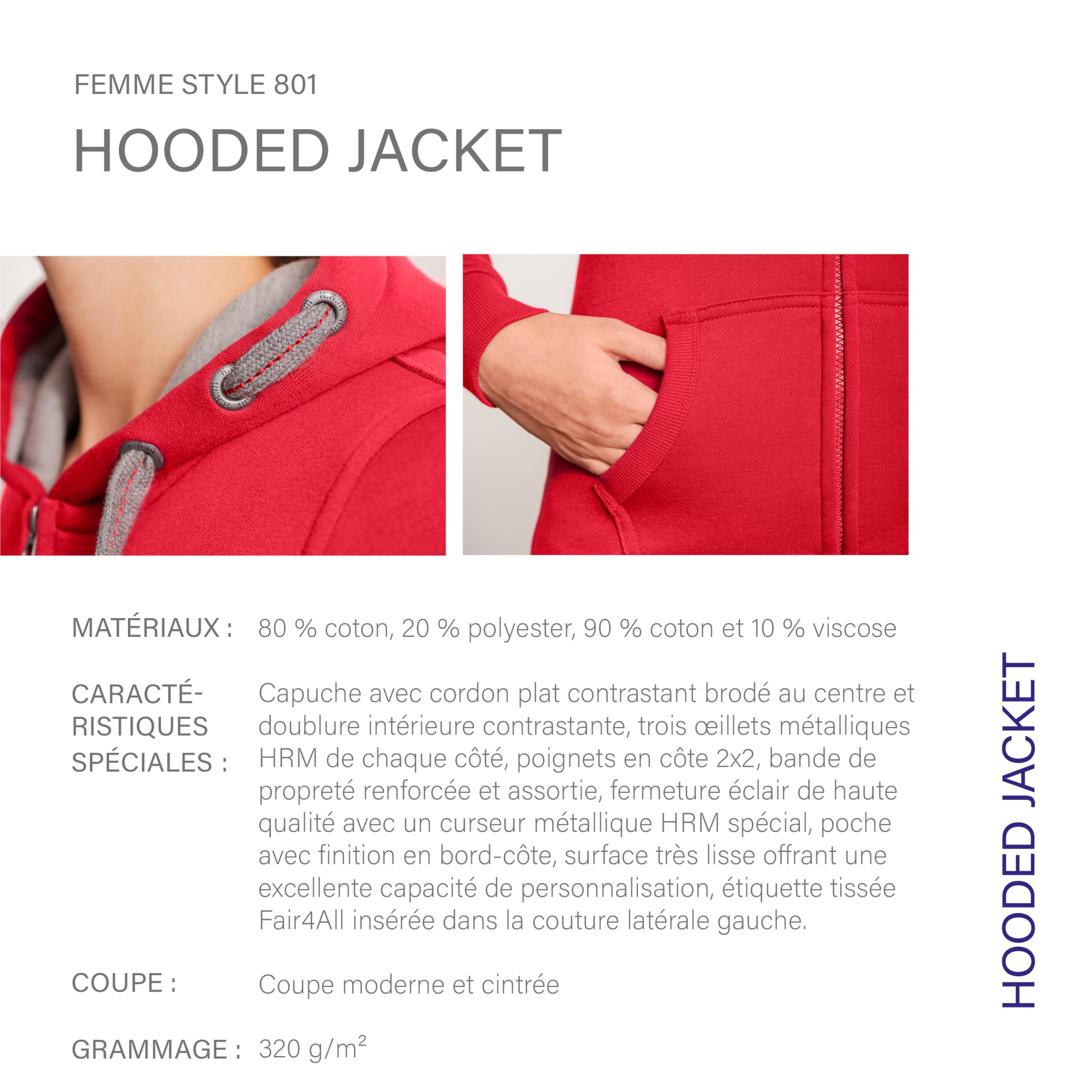 HRM Jacket F Hoodie Femme (Lot de 1)