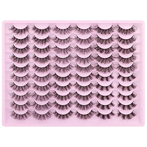 Miniatura 7 de 30 pares de pestañas de visón pestañas gruesas y esponjosas 6 estilos mixtos rizo D dramático pestañas de visón sintético paquete de pestañas