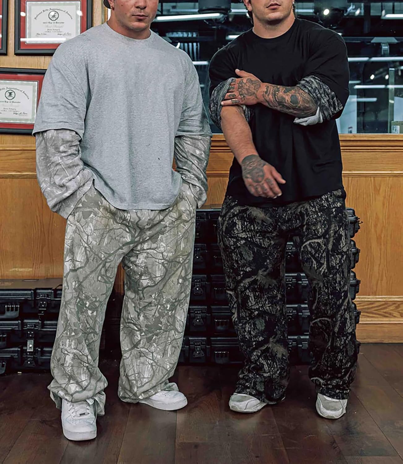 MISSACTIVER Mens Camo Baggy Sweatpants Graphic Print Athletic Gym Pants Workout Wide Leg Joggers Pants with Pockets