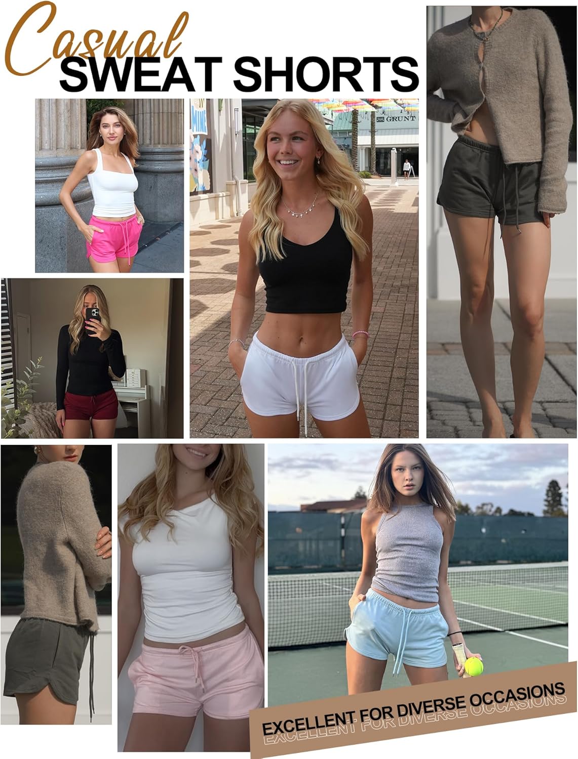 IECCP Sweat Shorts Women Comfy Workout Athletic Dolphin Shorts Low Rise Lounge Pajama Mini Shorts with Drawstring and Pockets - Image 4