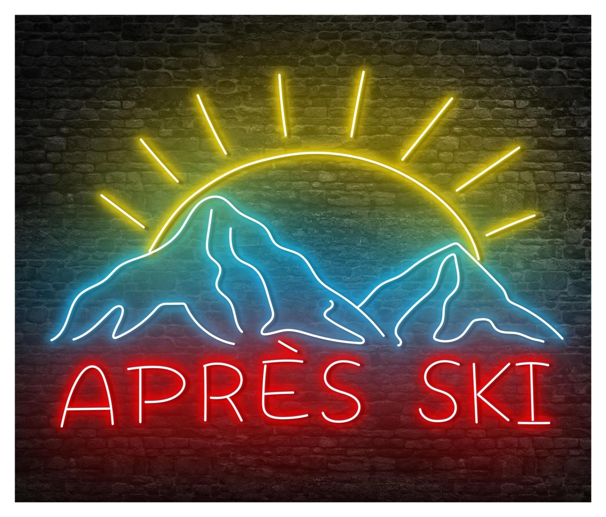 Insegna al Neon Insegna Al Neon Après Skida Parete Per La Casa, Luce A LED, Sport, Per Amanti Dello Sci, Arredamento Per Stanza Dei Giocatori, 58cm