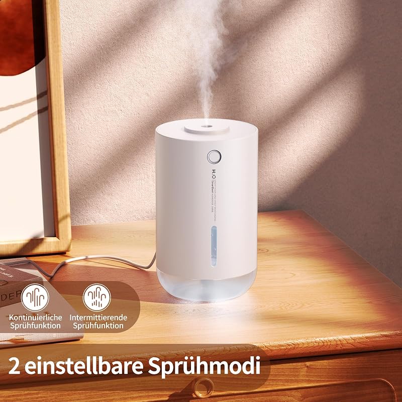 SmartDevil 500ml Hordozható Mini Párásító - USB Asztali Légnedvesítő Növényekhez, Otthonra, Irodába - 2 Párásítási Mód, Automatikus Kikapcso