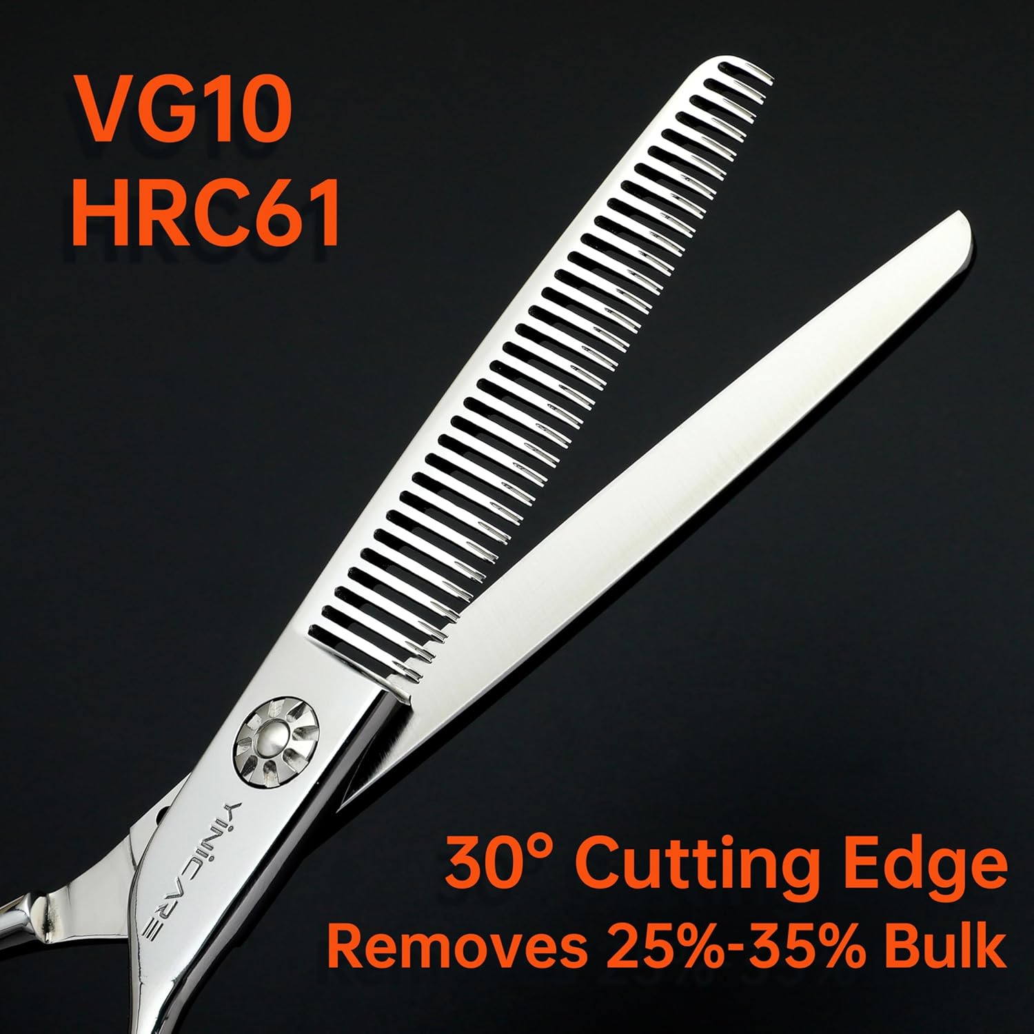 Professional Barber Hair Cutting Scissors - 6 Inch V Type Thinning Shears, 32 Teeth, Removes 25%–35% Bulk, VG10 Material, 30° cutting edge, 2.12 oz, Ergonomic, Silver - YS802