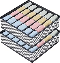 Joyoldelf Lot de 2 organiseurs de tiroir pliables à 24 compartiments - Pour ranger chaussettes, soutien-gorge, mouchoirs - Gris foncé