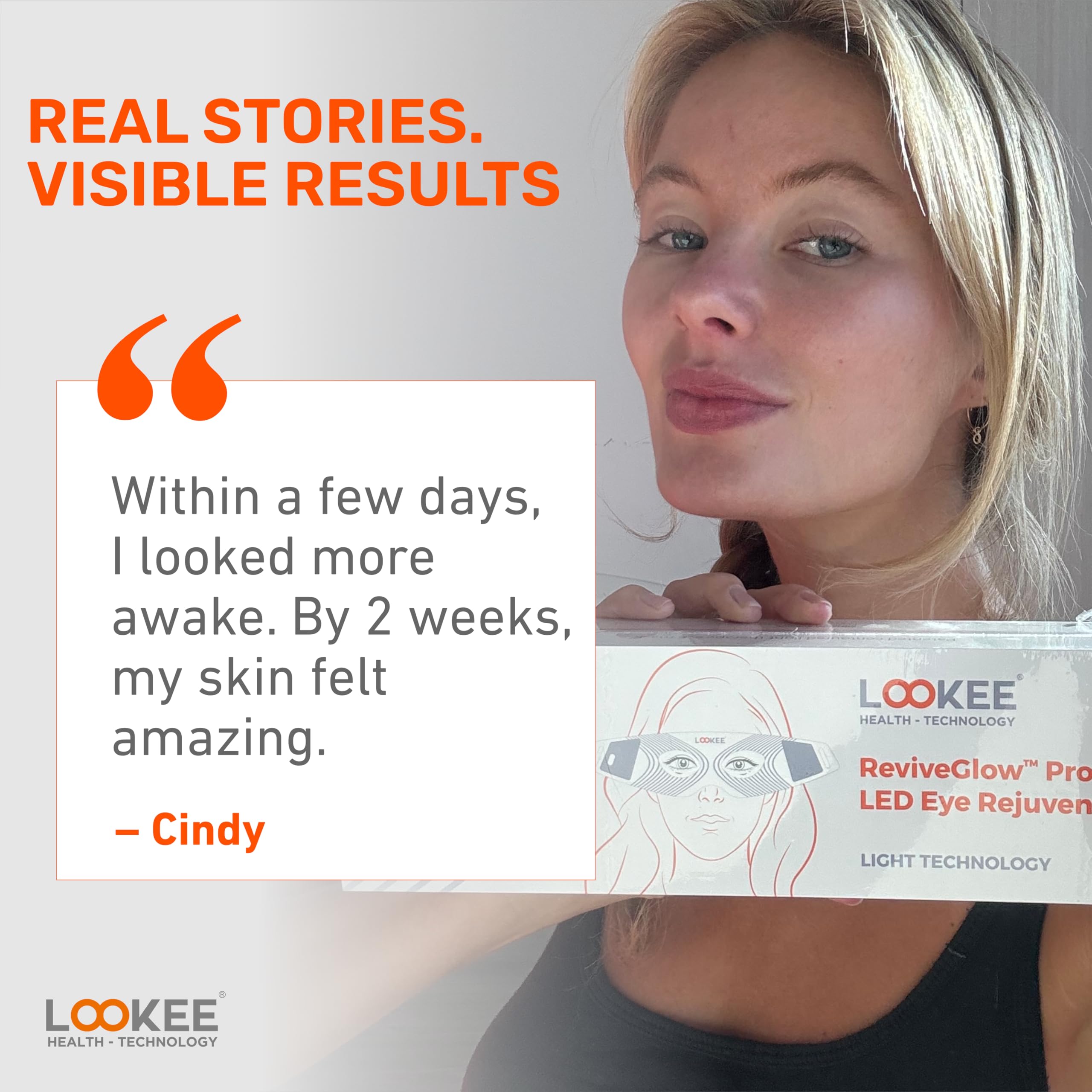 LOOKEE Under Eye Red Light Therapy Glasses - Premium 80 LEDs – Reduce Wrinkles, Dark Circles & Eye Bags, Boost Collagen & Anti-Aging in Just 3 Minutes a Day