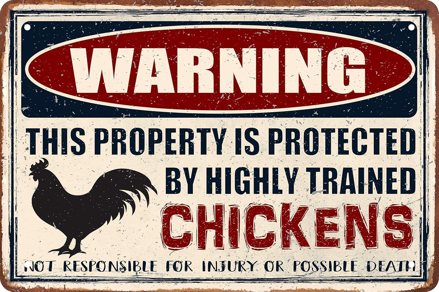 Pivjhf Signage Funny Chickens Decor Vintage Metal Tin Signs Plaque Wall Decor Bar Pub Man Cave Club Novelty Bathroom Toilet Retro Parlor Posters Cafe Store Garage Rule 8X12 In