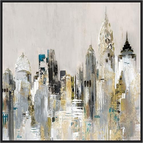 Miniatura 8 de Amanti Art Lienzo enmarcado para pared, 22 x 22 pulgadas, paisaje urbano dorado por Valerie Mravyan, lienzo enmarcado para pared, obras de arte