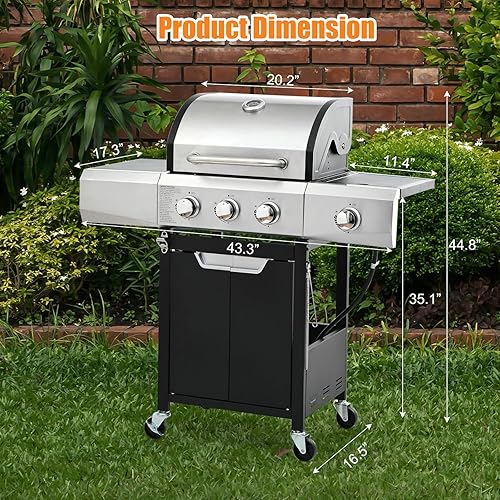 Miniatura 27 de Parrilla de gas propano de 2 y 1 quemador, parrilla de barbacoa de acero inoxidable de 31,000 BTU para cocina al aire libre, jardín y patio