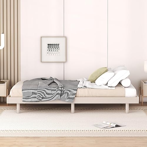 Miniatura 17 de HomSof Marco de cama flotante de tamaño individual de diseño moderno, nogal Nuez,Blanco,https://www.amazon.com/dp/undefined