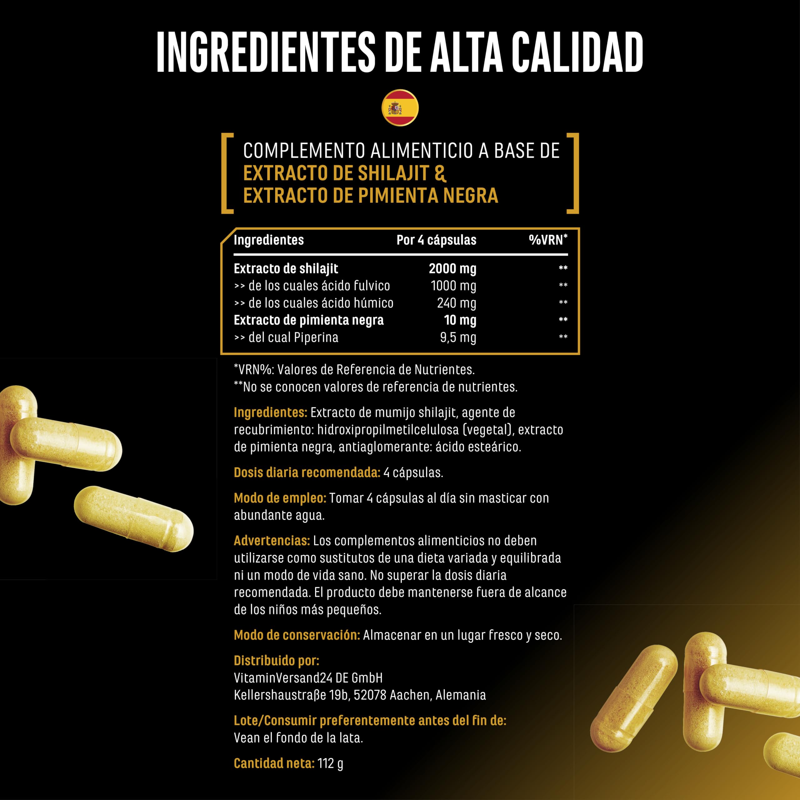 Mumijo Shilajit Max - 180 cápsulas de alta dosis con 2000 mg por dosis diaria - extracto original 10:1 con 50% de ácido fúlvico + 12% de ácido húmico + bioenhancer - sin aditivos innecesarios, vegano