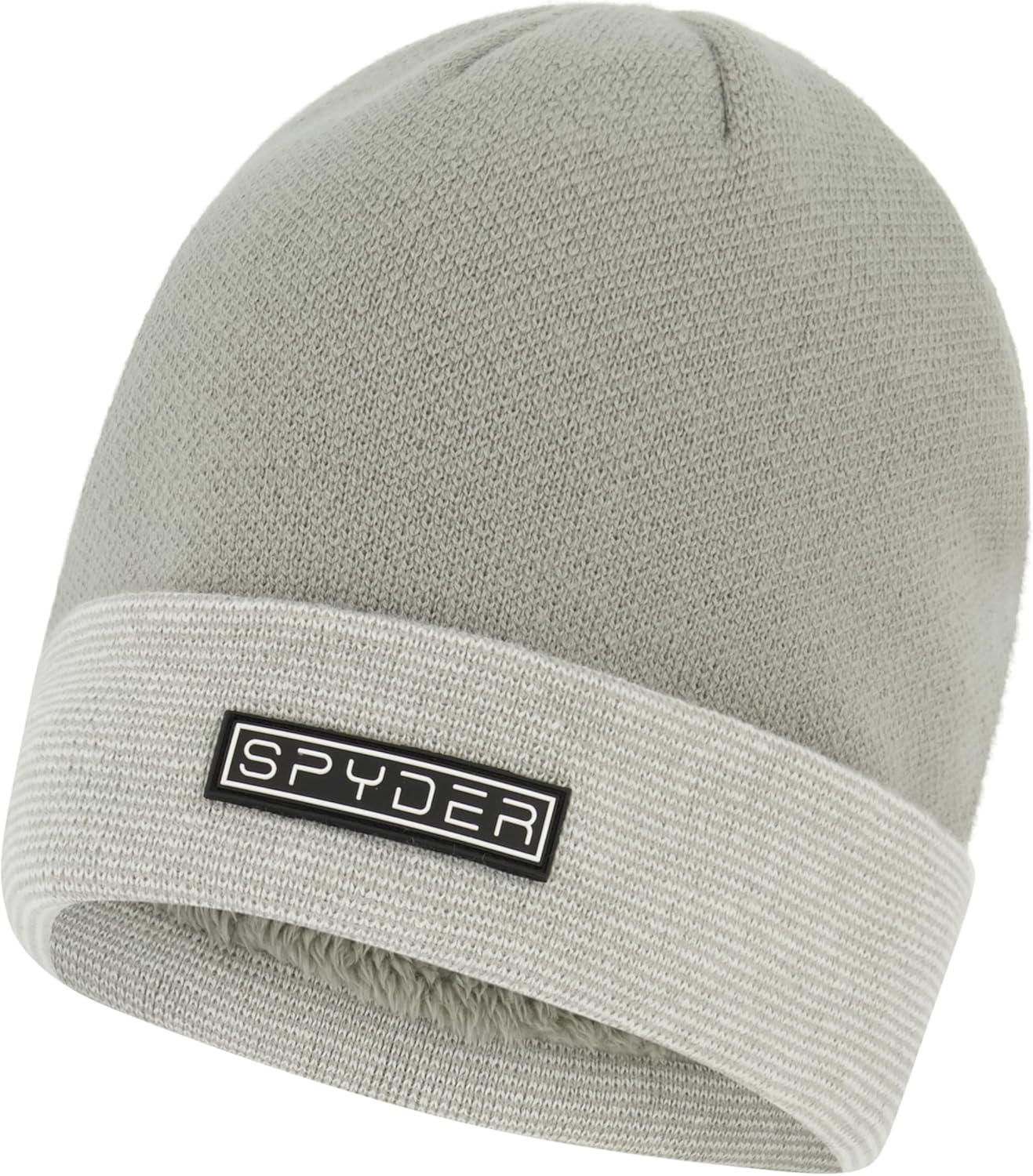 Spyder Mens Fur Lined Rib Knit Cuff Beanie