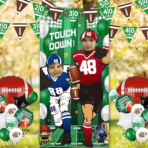 Miniatura 4 de Decoraciones de fiesta de fútbol, pancarta de fotos de fútbol, telón de fondo de fútbol para fiesta, portarretratos y portarretratos para colgar en