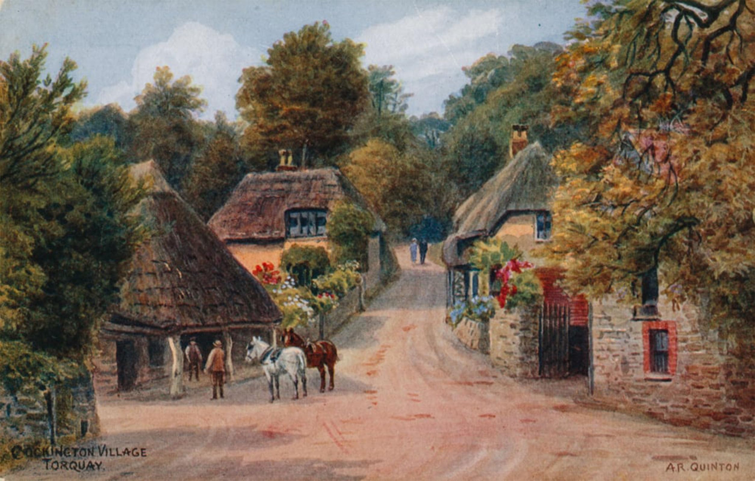 SERENDIPITP Vintage Picture Print on Canvas Wall Art Poster Cockington Village Torquay by Alfred Robert Quinton Artwork Print Poster for Wall Decor 60x90cm