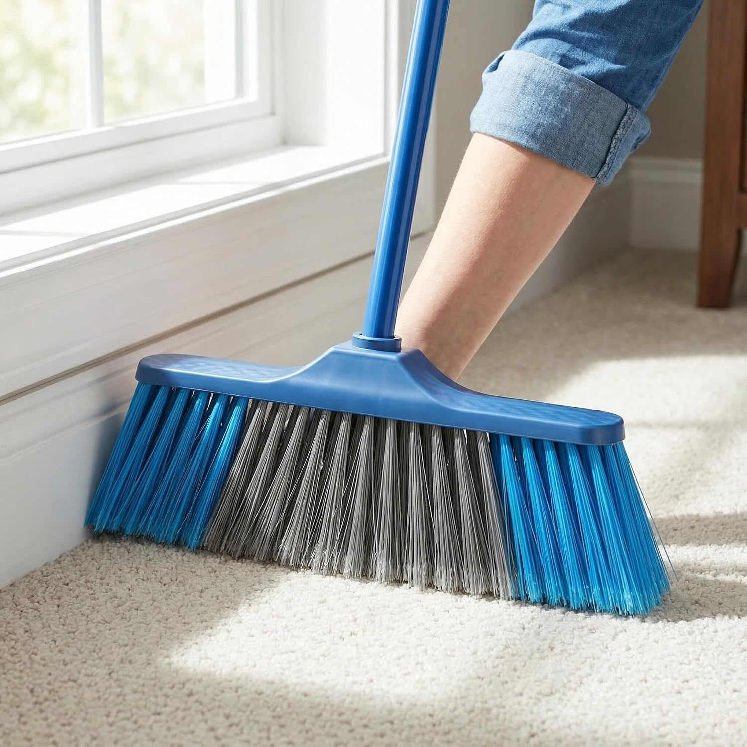 UPKOCH Broom Head Replacement Hard Bristle Sweeper Head Dark Blue Plastic Broom Attachment for Home and Industrial Outdoor Cleaning