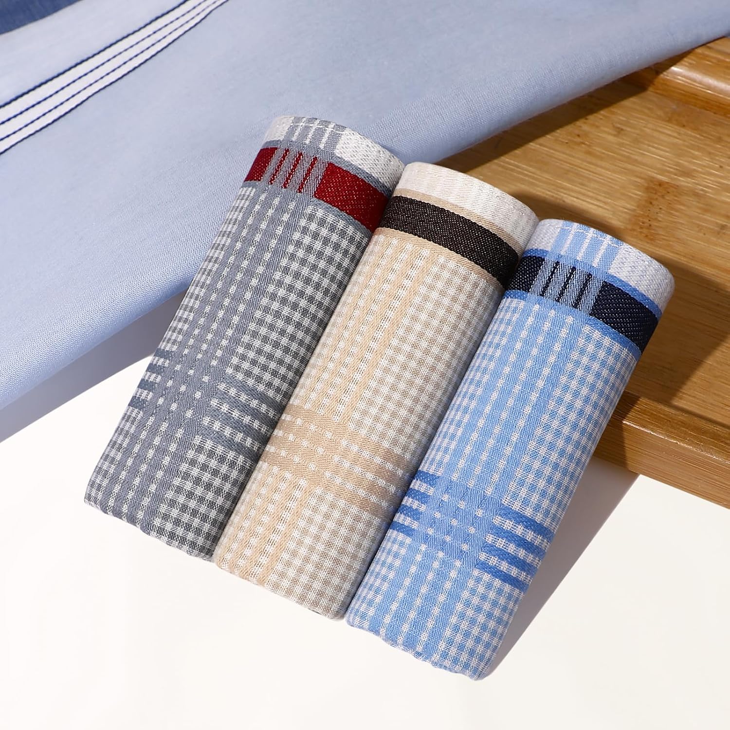 Handkerchiefs for Men Soft Cotton-9Pcs Plaid Stripe Checkered Men’s Hankies image 5