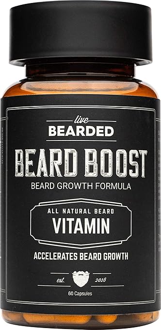 Live Bearded: Beard Boost - Beard Hair Growth Multivitamins with Biotin 10,000mcg, Vitamin C, Vitamin E and Zinc