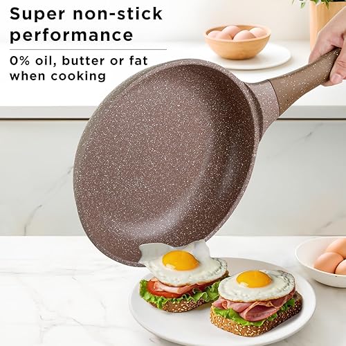 Miniatura 3 de Juego de ollas y sartenes para cocinar antiadherentes, 10 piezas, juego de utensilios de cocina de aluminio duradero, sin PFOA, juego de sartenes de