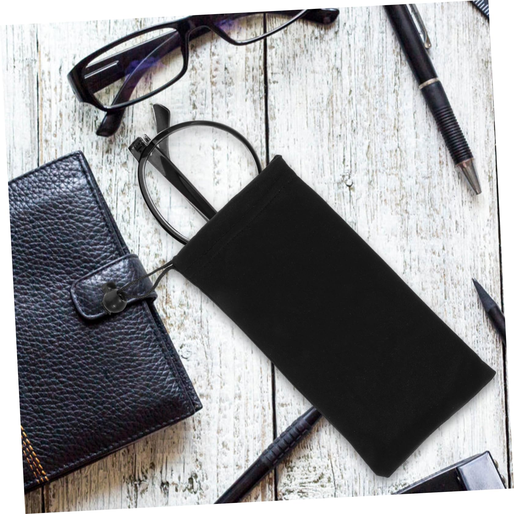 GALPADA Aufbewahrungstasche Für Sonnenbrillen Beutel Mit Kordelzug Brillentragetasche Make-up-organizer-tasche Verschleißfeste Brillenetuis Lesebrillenbeutel Superfeine Faser Black