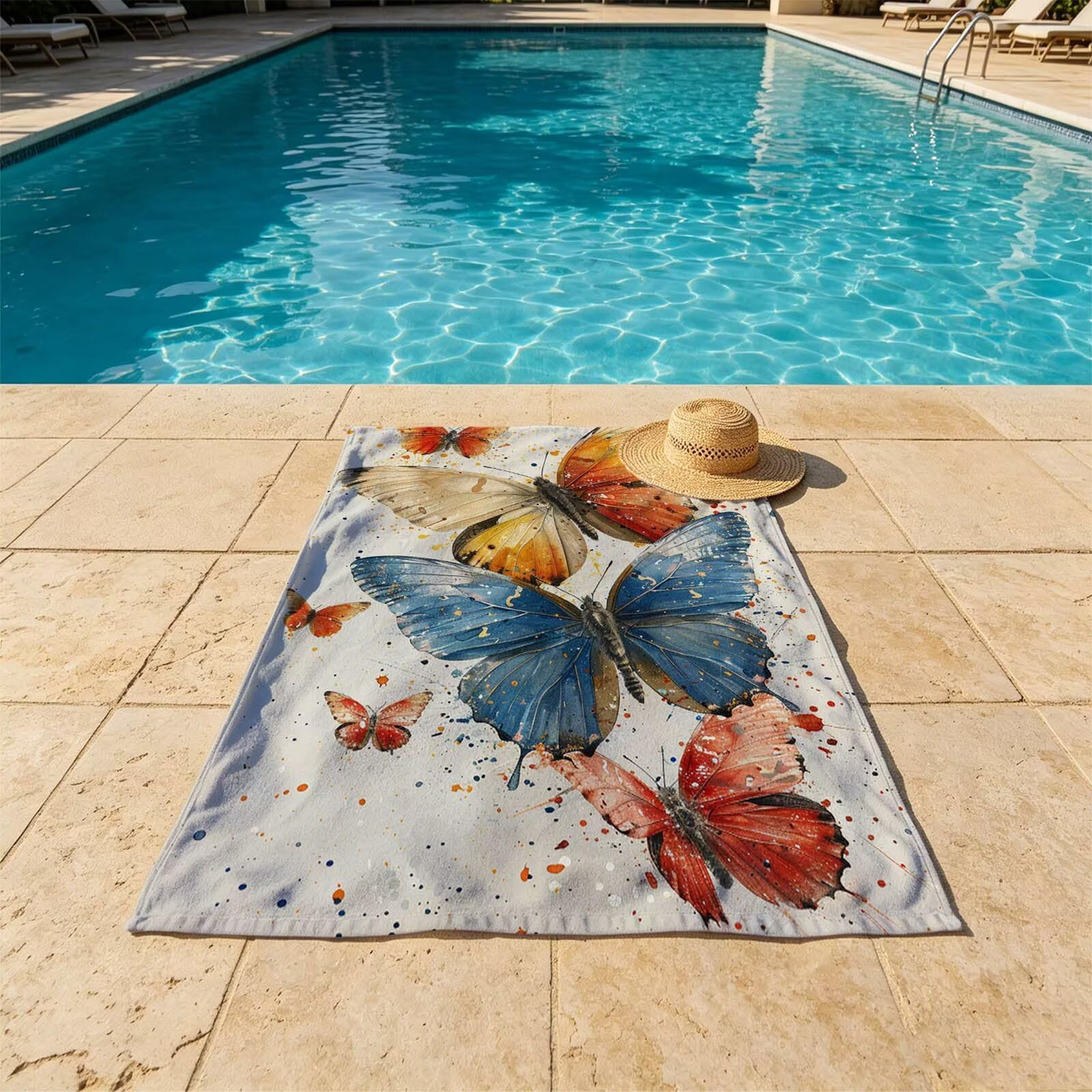 Mariposa Toalla Playa 160x220 Resistente a la Arena Secado rápido Ligero, Toalla Playa Grande 220 x 160cm Suave Cómodo como Gym Yoga Sauna Toallas Baño Grandes Travel Essentials Abstracto XTLS-2325