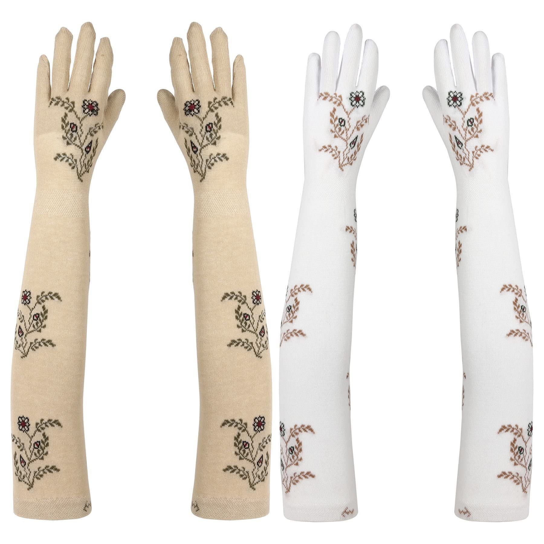 footmate Women’s Summer Sun Protection Hand Gloves (Pack 2) – Cotton Printed Long Sleeves Gloves | Full Hand Gloves for Protection from Sun Burn/Heat/Pollution | Stylish Arm Sleeves-picture-45