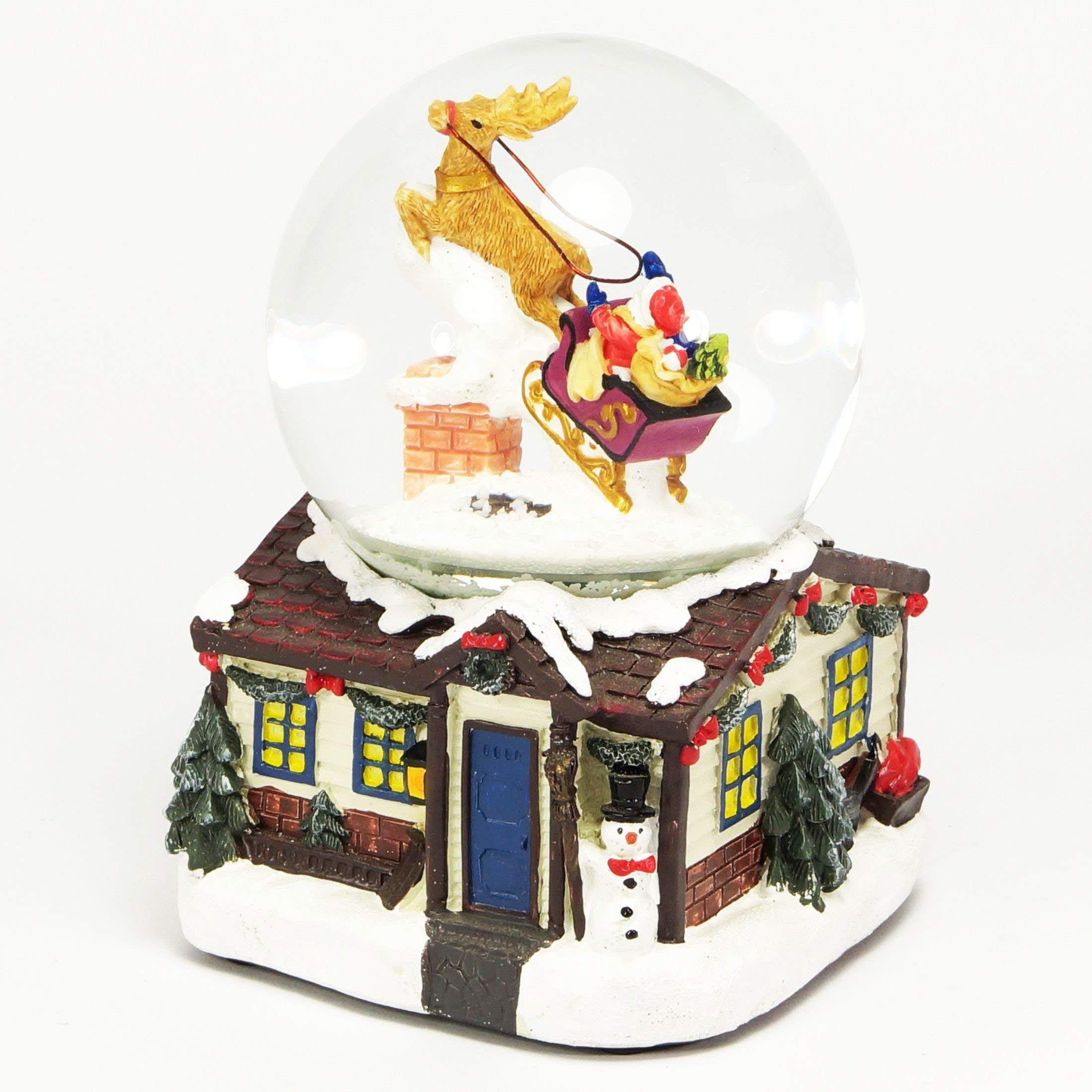 XL LED Schneekugel Weihnachten elektrischer Schneewirbel, viele Melodien und Farbwechsel Weihnachtshaus Glitzerkugel