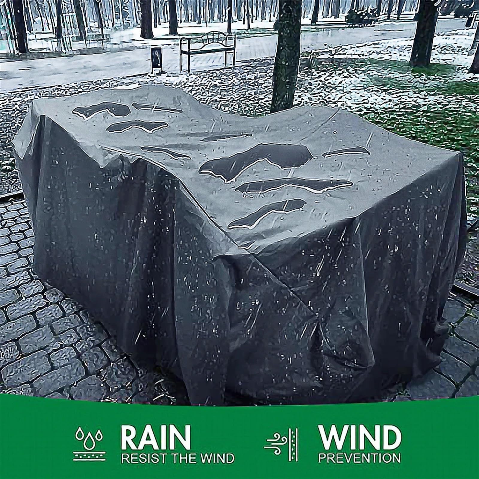 Coperture impermeabili da giardino in pelliccia per mobili in rattan, antipolvere e antipioggia, 72, per tavoli, sedie e divani (nero, 274 x 208 x 70 cm)