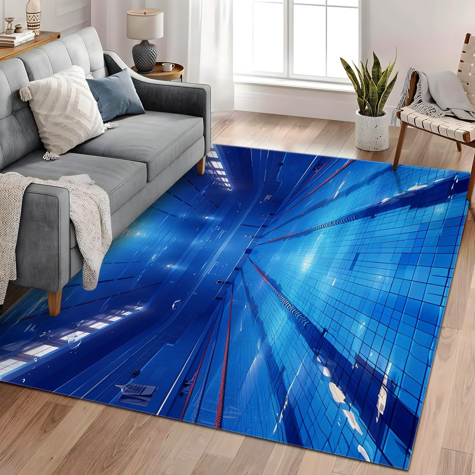 Tapis de salon moderne bleu piscine 120x170 tapis salon doux chambre