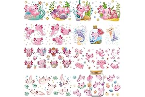 Magical Pink Axolotls UV DTF Cup Wraps for Beatiful Creations