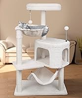 Vista 2 de YUNIQUE Árbol para gatos de 39.4 pulgadas con condominio para gatos y hamaca grande, beige