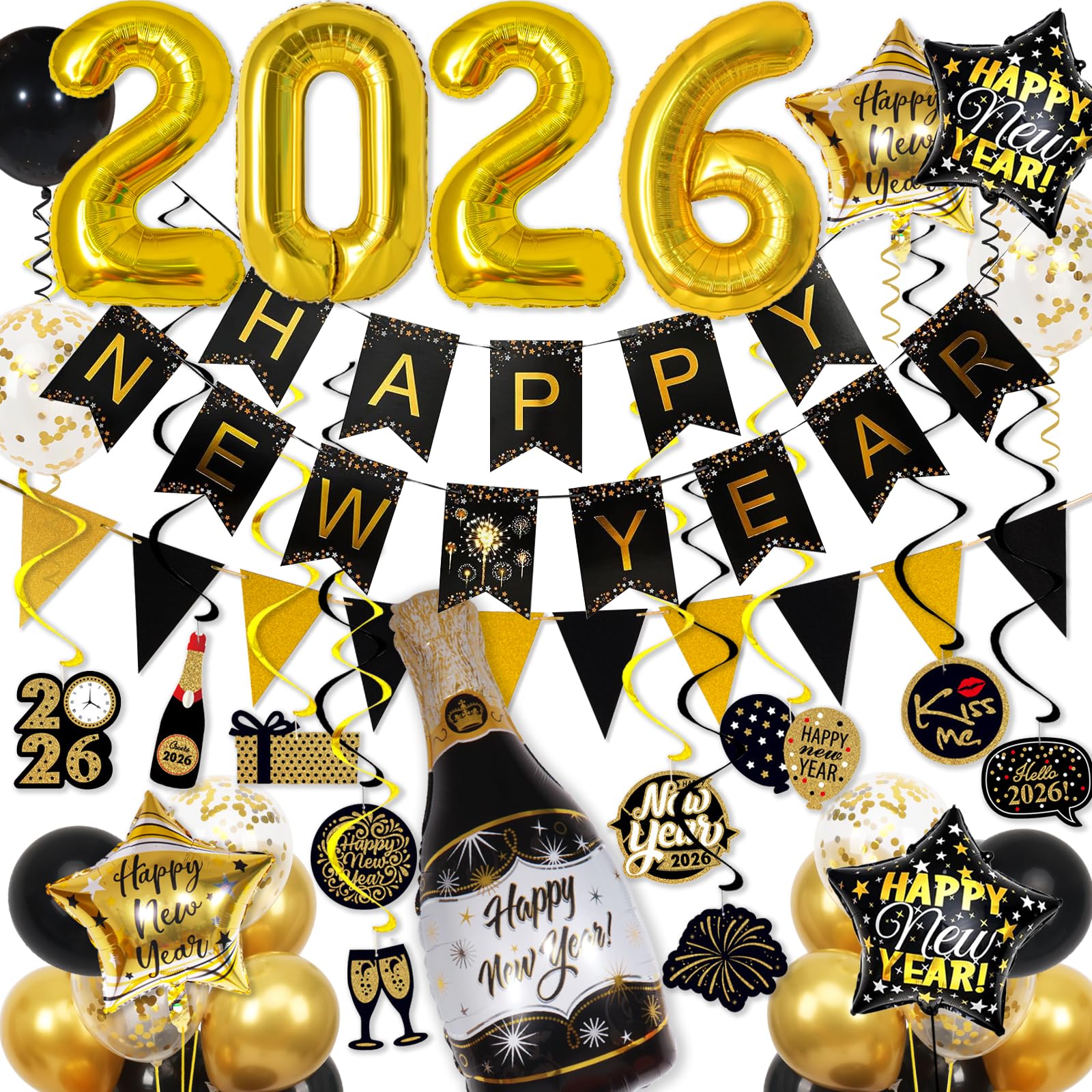 New Years Decorations 2026, 2026 New Years Eve Party Supplies with