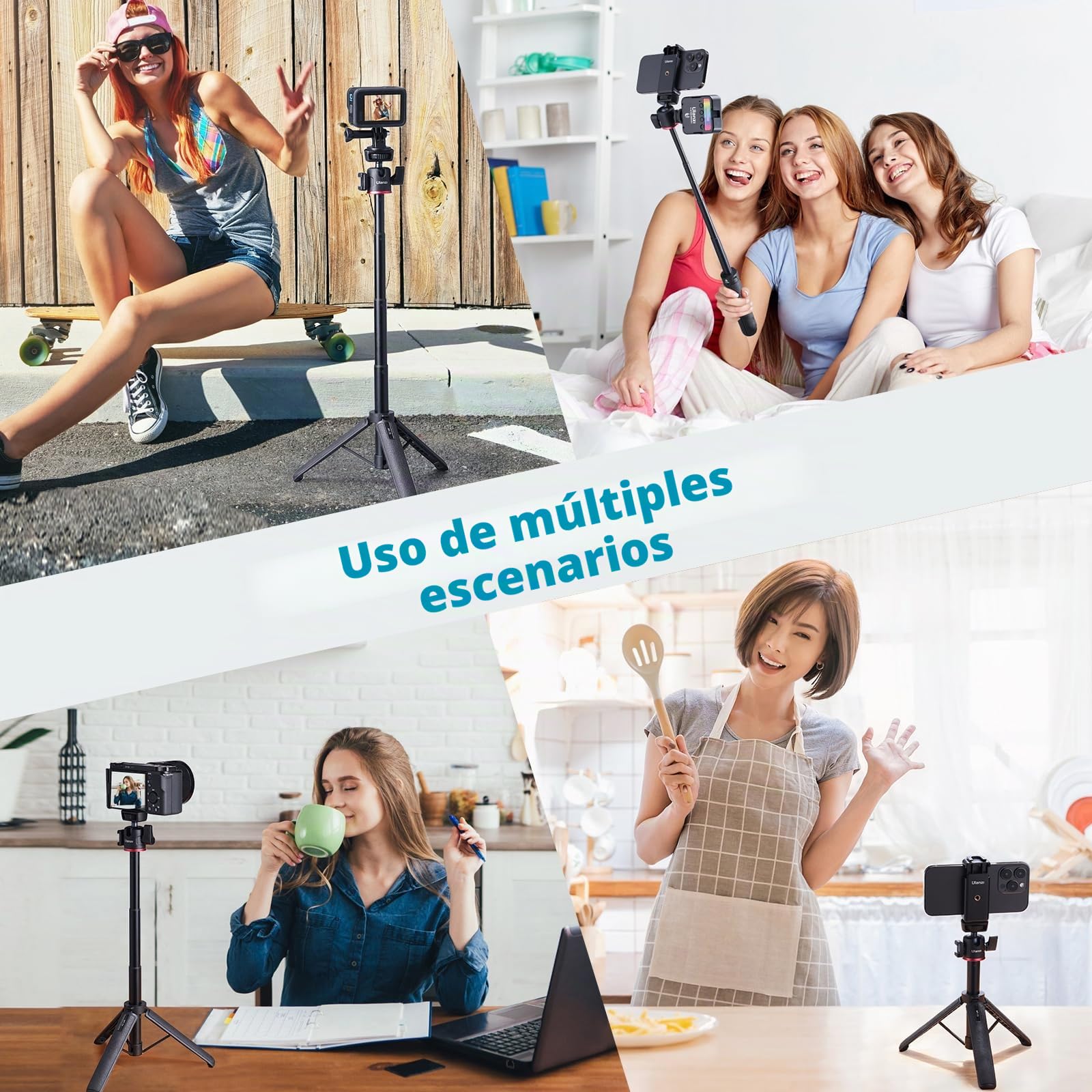ULANZI MT-73 Mini Trípode de Cámara 54cm/21.6in - Pequeño Con 1/4'' Tornillo - Compatible Con Cámara Compacta - Ideal Para Viaje y Bolsillo