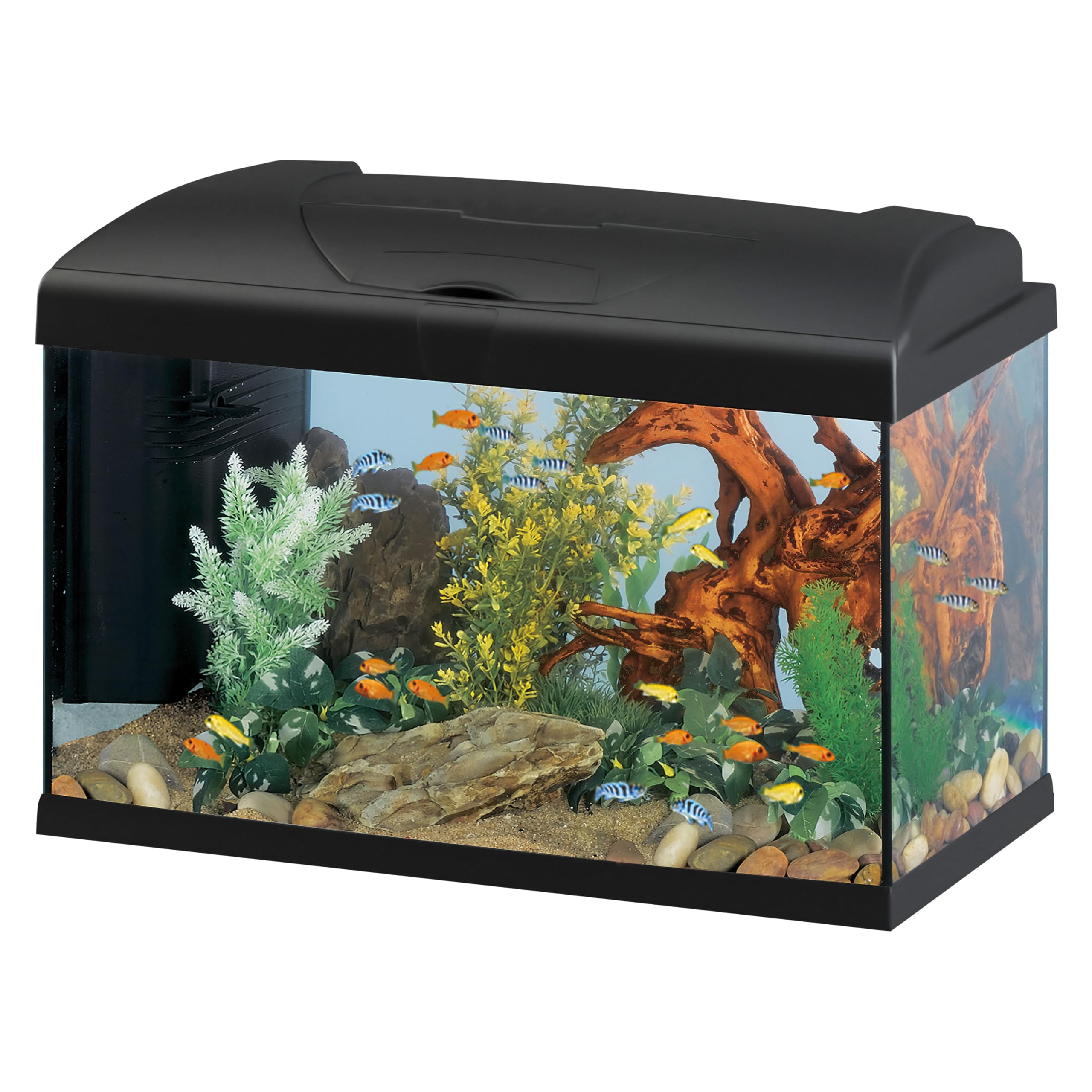 Hydor Aquarium 60L pour Poissons Tropicaux ou d'eau Douce, Aquarium Complet: Lampe LED, Filtre à 3 étapes Eau Cristalline, Chauffage, 60 x 31,5 x h 39,5 cm Noir