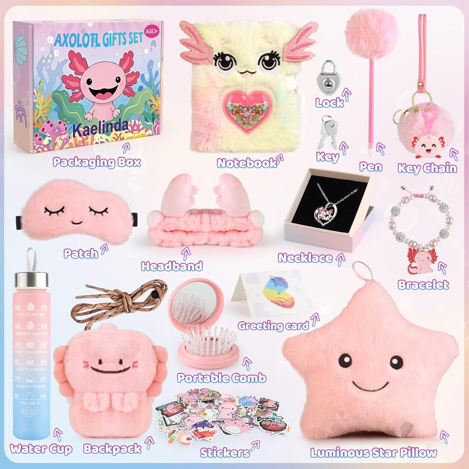 Axolotl Gifts for Girls - Birthday Gifts for Girls Age 4-6 6-8, Axolotl Girls Gifts for Daughter Niece 3 4 5 6 7 8 Year Old, Axolotl Toys for Kids Birthday Valentine Day Gifts - Image 2