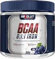 Absolut Nutrition, BCAA 8:1:1, Aminoácidos essenciais + vitamina B6, Iron, em pó, Sabor uva, 300 gramas